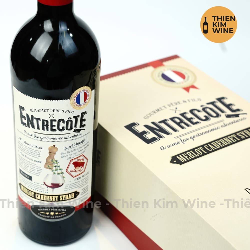 [Chính hãng] - Rượu Vang Đỏ Pháp VDF ENTRECÔTE Merlot Cabernet Syrah “Có Hộp Quà” - 750ml (14%)
