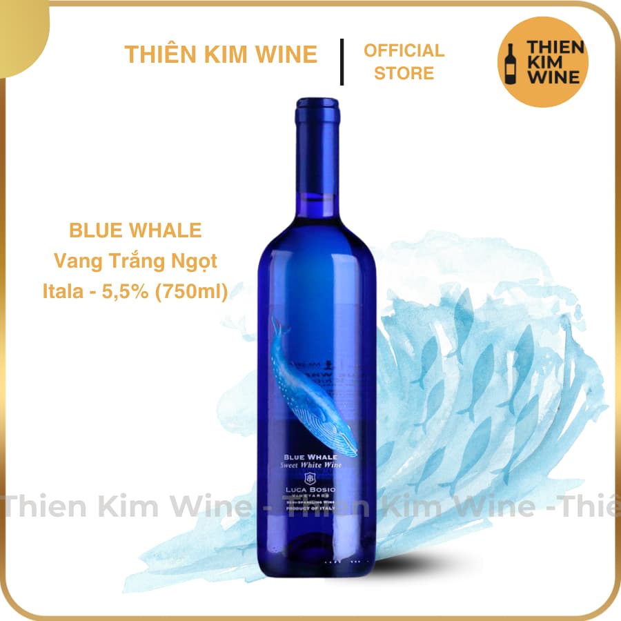 [Chính Hãng] - Rượu Vang Trắng Ngọt Ý BLUE WHALE Moscato Sweet White - 750ml (5.5%)