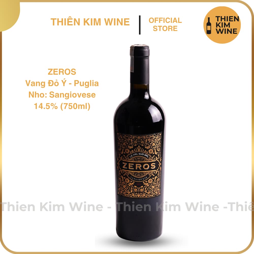 [Chính Hãng] - Rượu Vang Đỏ Ý Zeros Rượu Vang Đỏ Ý Wine Sangiovese - 750 ml (14,5%)