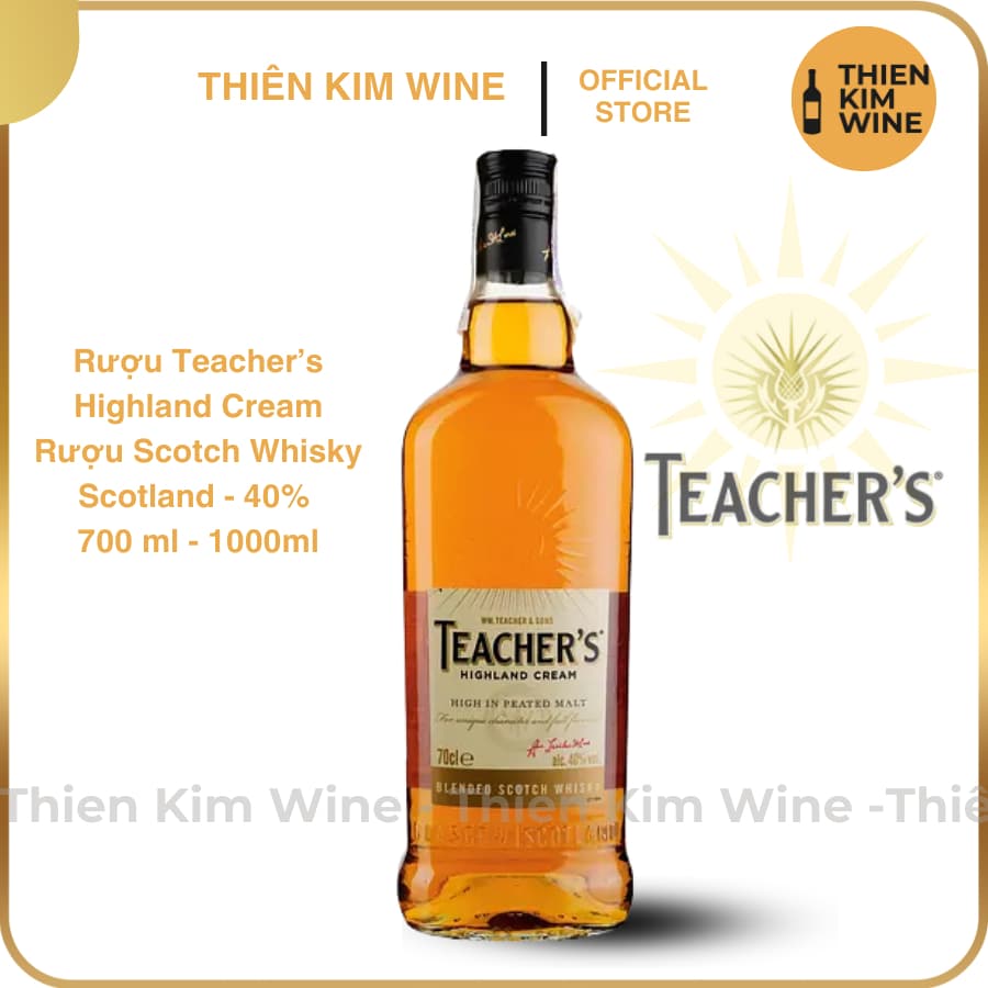 [Chính Hãng] - Rượu Whisky Scotch Teacher's Highland Cream - 700ml / 1000ml (40%)