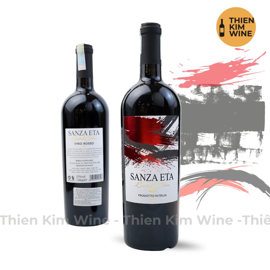 [Chính Hãng] - Rượu Vang Đỏ Ý Sanza Eta Limited Edition Vino Rosso - 750ml (15%) Chai To