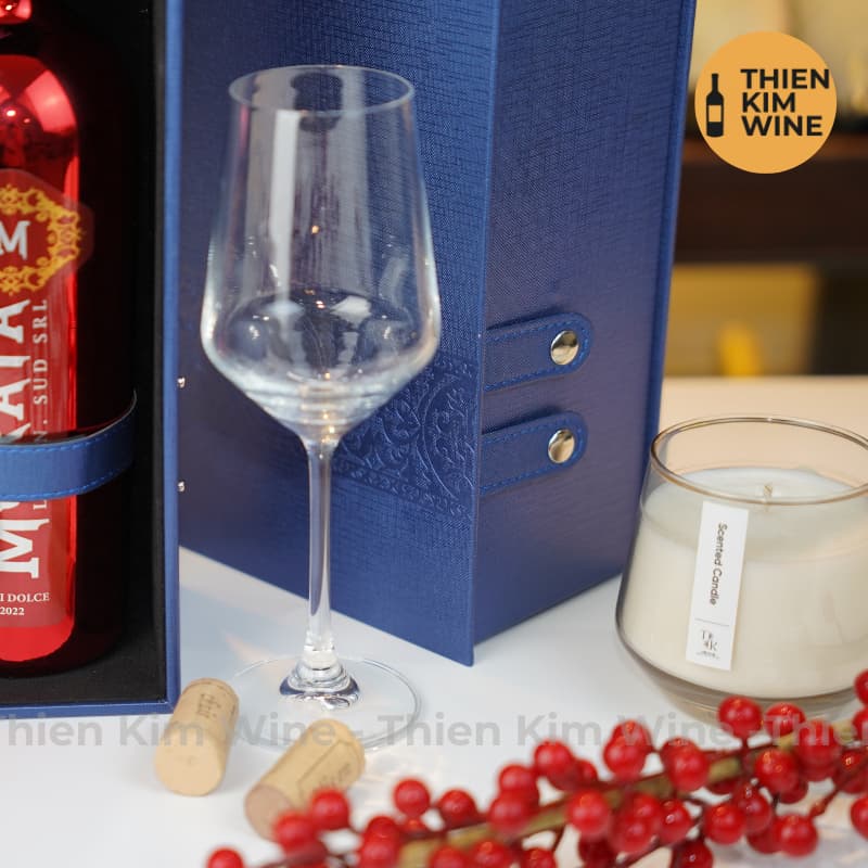 [Chính hãng] - Hộp Quà Tặng VIP 2 Chai Rượu Vang - Hộp Da Xanh Vip 2 Khuy Bấm Kèm Khui Có Quai Xách