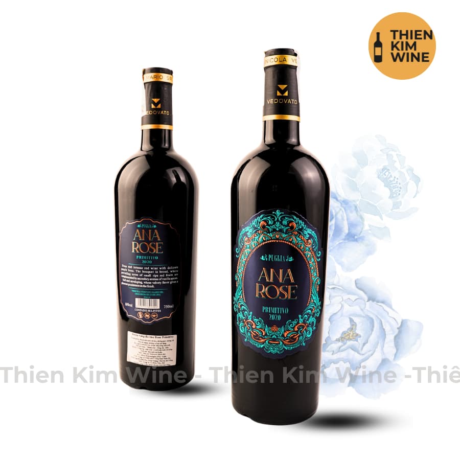 [Chính Hãng] - Rượu Vang Đỏ Ý ANA ROSE Primitivo Puglia - 750ml (16%) Kèm Hộp Quà Tặng VIP