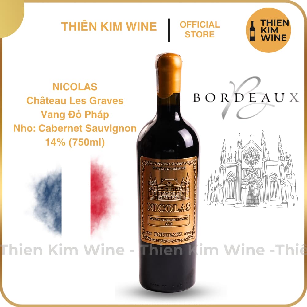 [Chính Hãng] - Rượu Vang Đỏ Pháp Nicolas Wine Bordeaux Cabernet Sauvignon - 750ml (14%)
