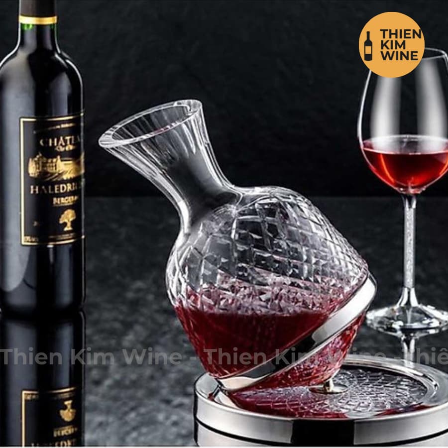 Decanter Bình rót rượu vang Xoay 360 độ (Thủy tinh pha lê sang trọng) - 1200ml