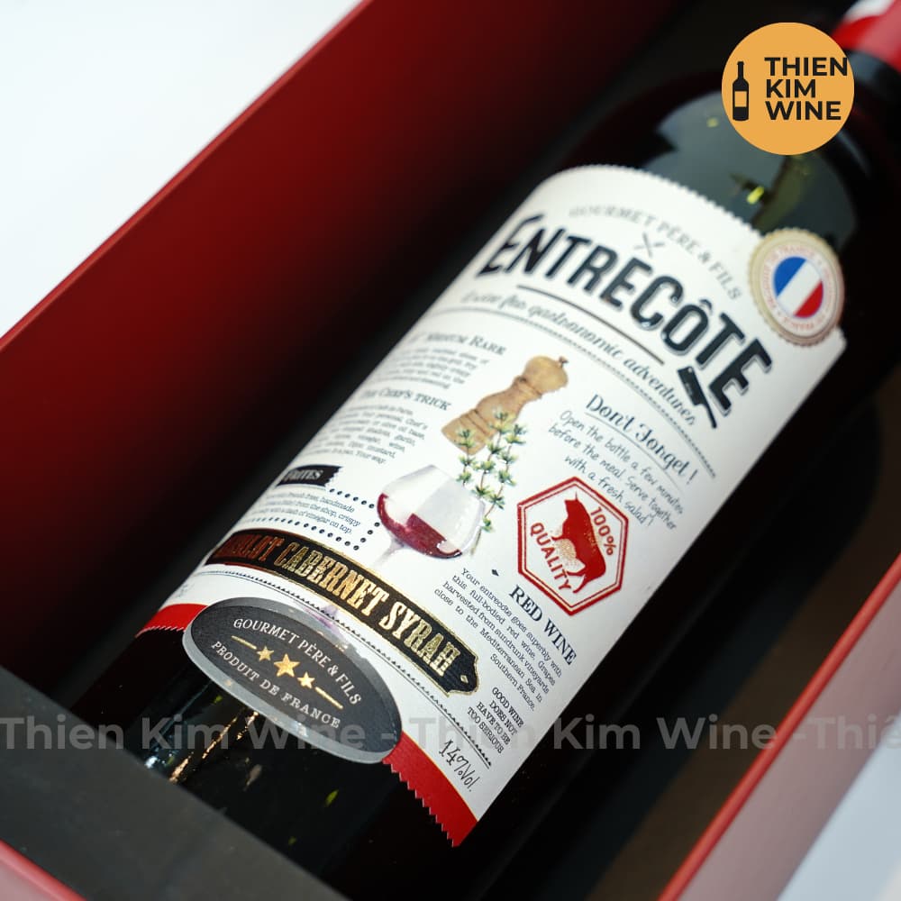 [Chính hãng] - Rượu Vang Đỏ Pháp VDF ENTRECÔTE Merlot Cabernet Syrah “Có Hộp Quà” - 750ml (14%)