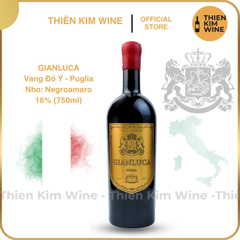 [Chính Hãng] - Rượu Vang Đỏ Ý GIANLUCA Negroamaro Wine Puglia - 750ml (16%)
