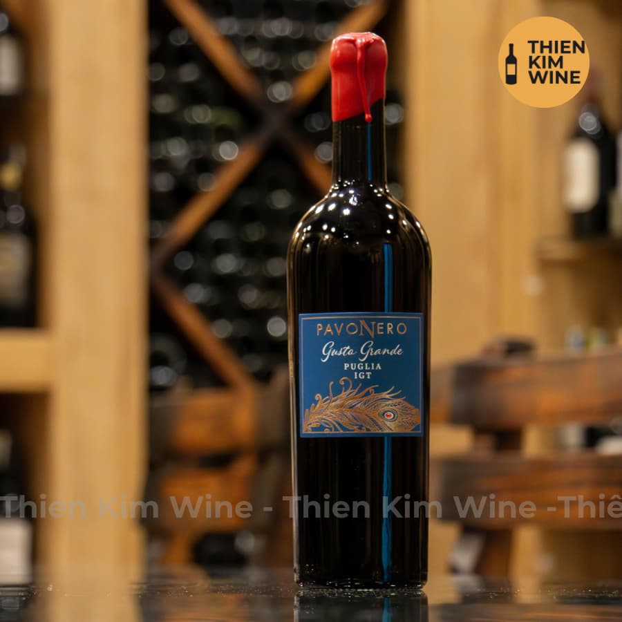 [Chính Hãng] - Rượu vang Ý Cao Cấp PavoNero Gusto Grande Rosso Puglia Phân Hạng IGT - 750ml (14%)