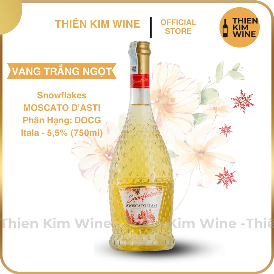 [Chính hãng] - Rượu Vang Trắng Ngọt Ý SNOWFLAKES Moscato D’asti DOCG - 750ml (5.5%)