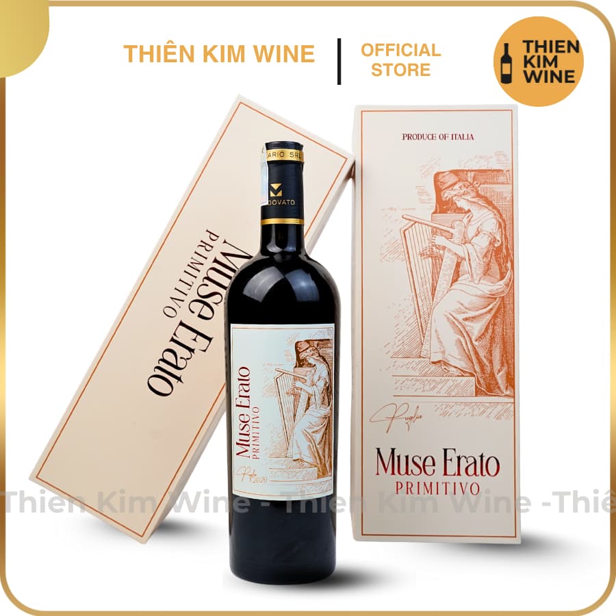 [Chính Hãng] - Rượu Vang Đỏ Ý Puglia Muse Erato Primitivo - 750ml (16%) - Có Hộp Riêng VIP