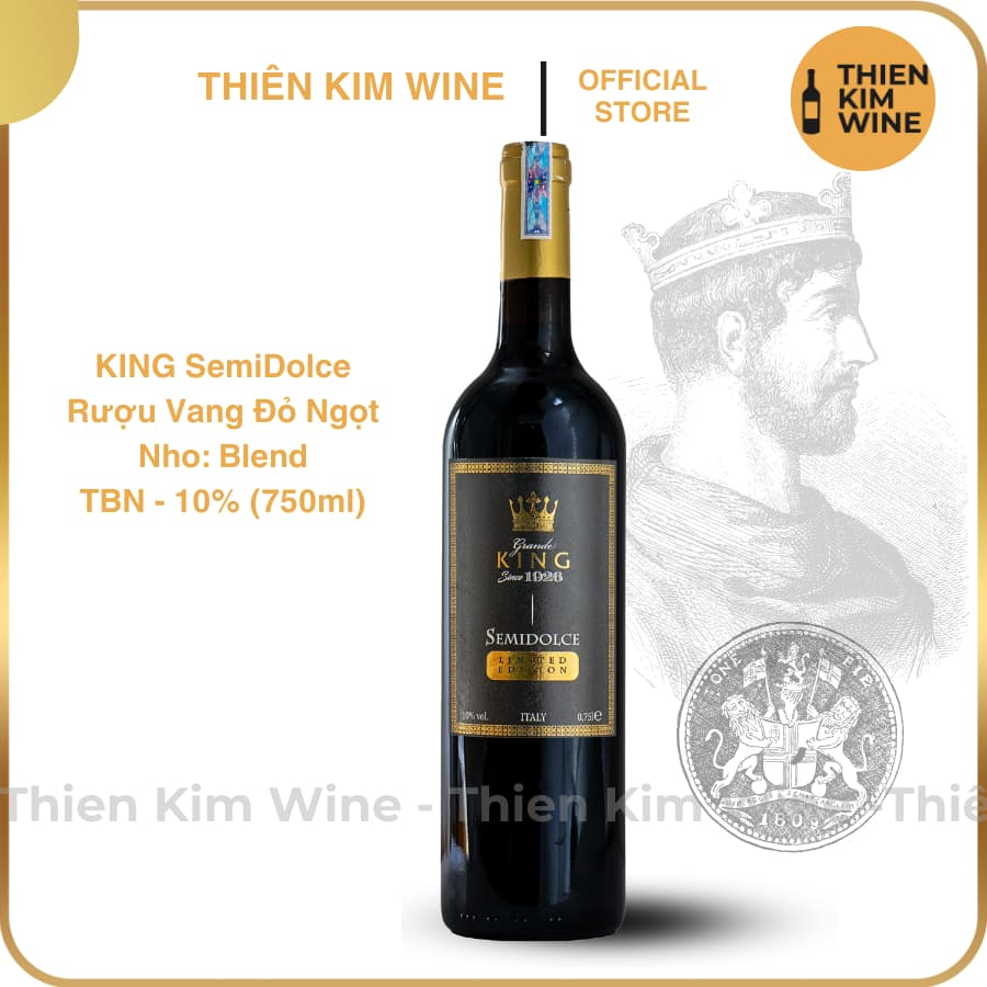 [Chính Hãng] - Rượu Vang Ý Ngọt KING Rosso Semidolce - 750ml (10,5%)