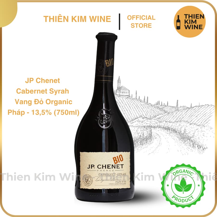 [Chính Hãng] - Rượu Vang (Vẹo) Đỏ Pháp JP Chenet Bio Cabernet Syrah Organic Wine PAYS D'OC - 750ml (13,5%)