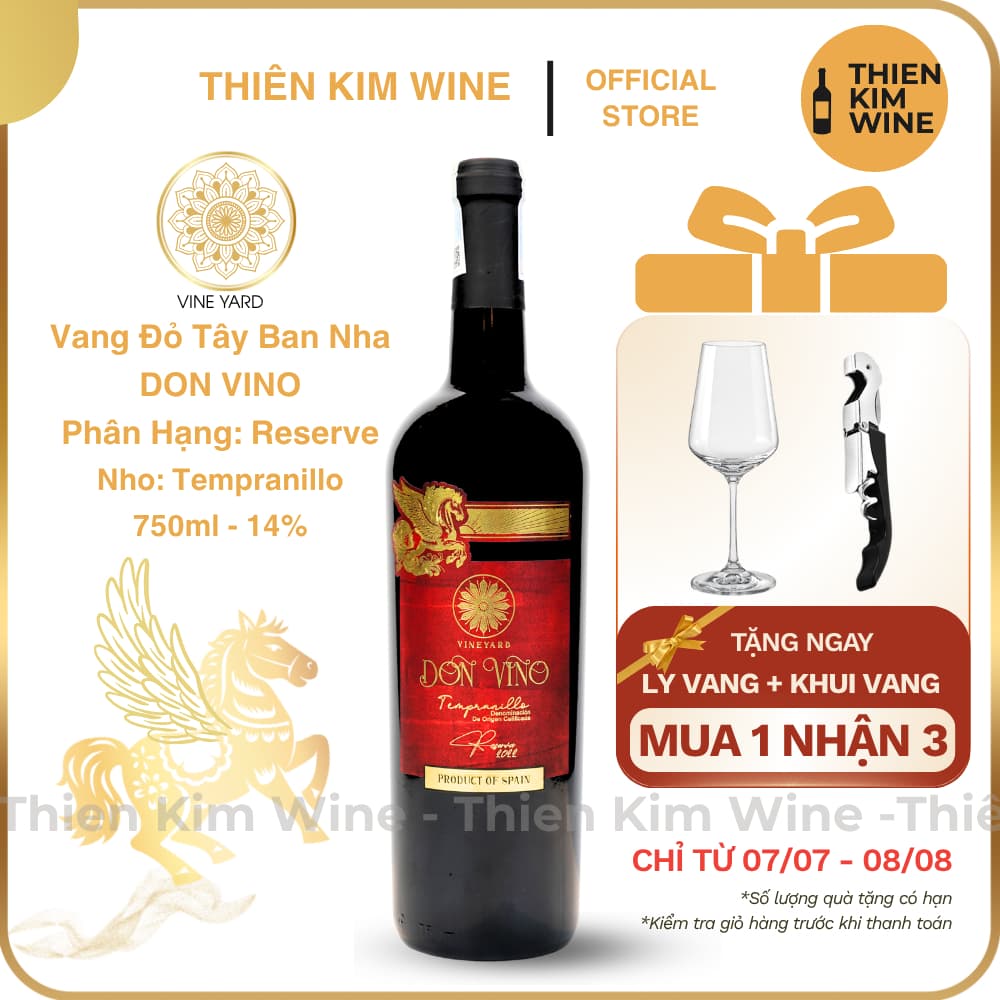 [Chính Hãng] - Rượu Vang Đỏ Tây Ban Nha Don Vino Reserva Tempranillo - 750ml (14%)