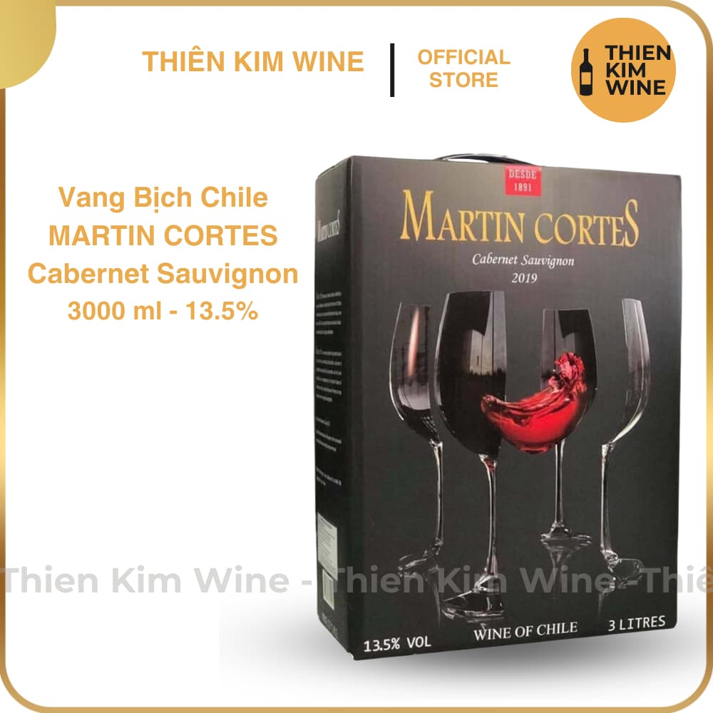 [Chính Hãng] - (Bịch 3 lít) Rượu Vang Đỏ Chile Martin Cortes Cabernet Sauvignon - 13.5%