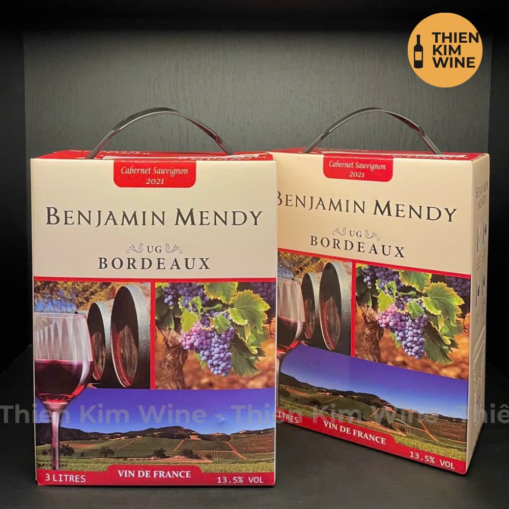 [Chính Hãng] - (Bịch 3 lít) Rượu Vang Đỏ Pháp Benjamin Mendy Cabernet Sauvignon - 13.5%