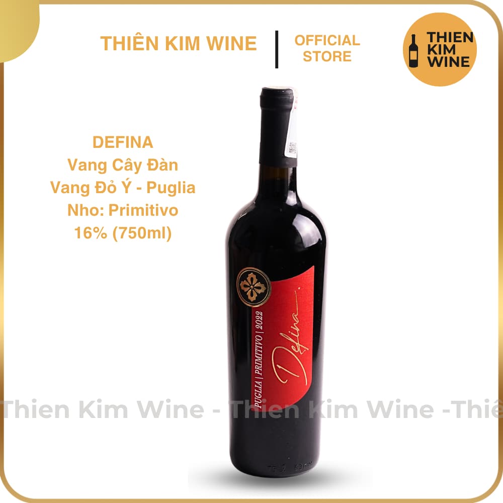 [Chính Hãng] - Rượu Vang Đỏ Ý Defina Wine Primitivo - 750ml (16%)