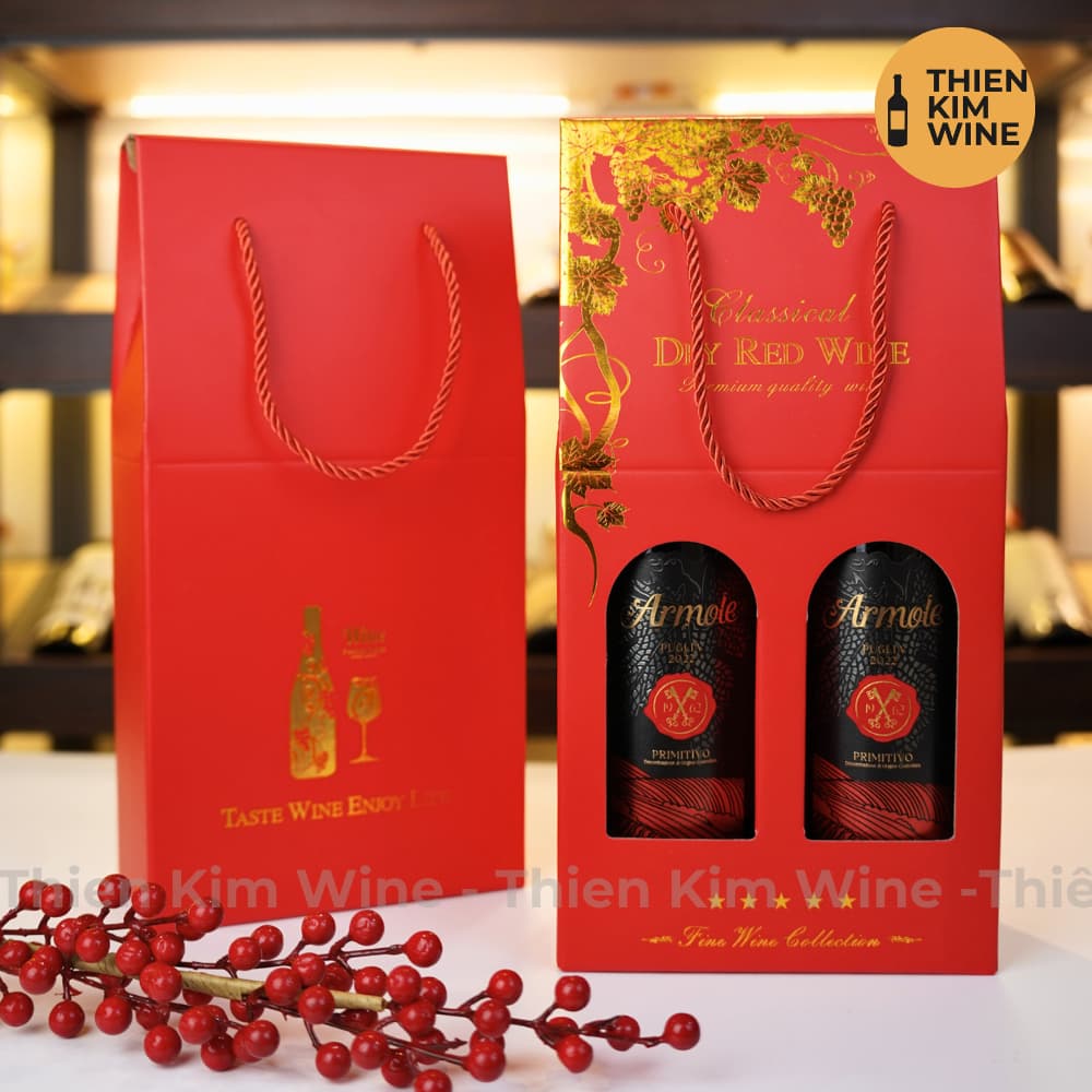 [Chính hãng] - Hộp Giấy Đựng 1 Chai Rượu Vang Làm Quà Biếu Tặng