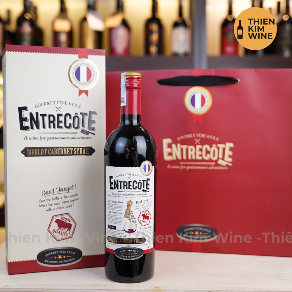 [Chính hãng] - Rượu Vang Đỏ Pháp VDF ENTRECÔTE Merlot Cabernet Syrah “Có Hộp Quà” - 750ml (14%)