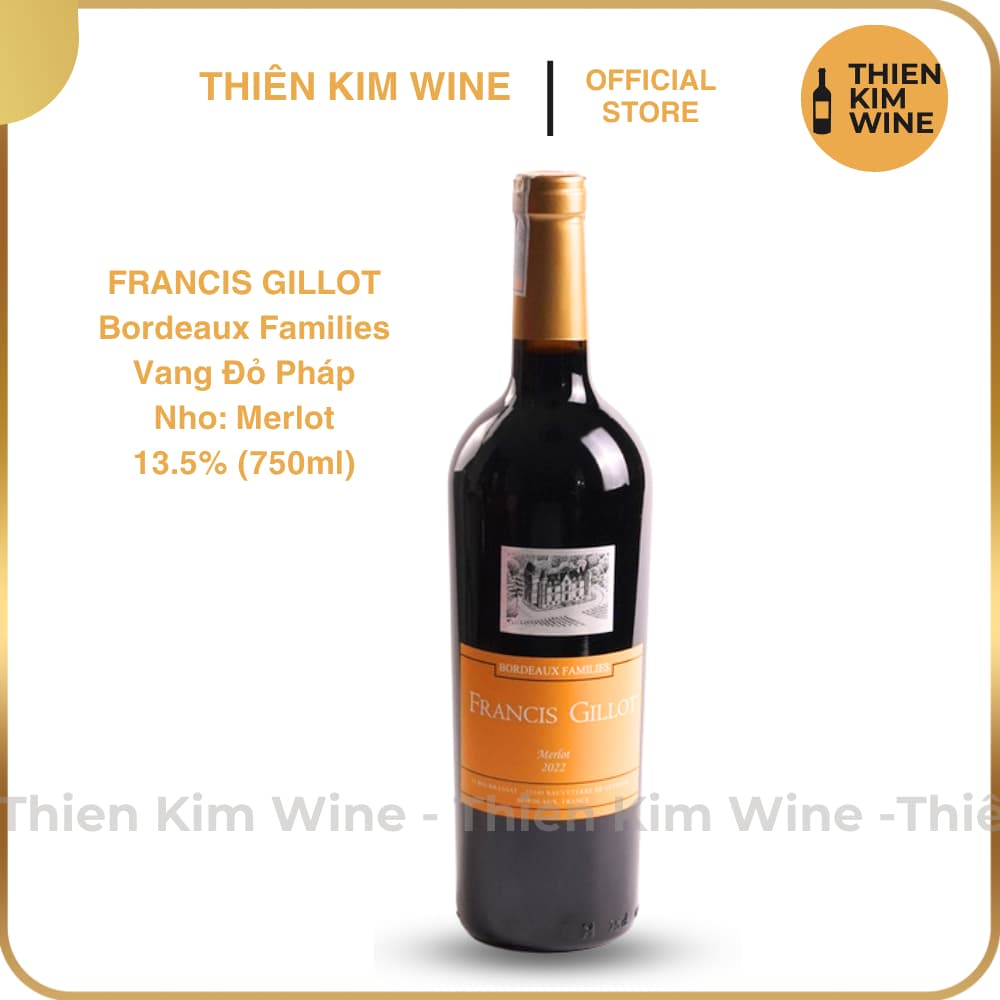 [Chính Hãng] - Rượu Vang Đỏ Pháp Francis Gillot Merlot - 750ml (13,5%)