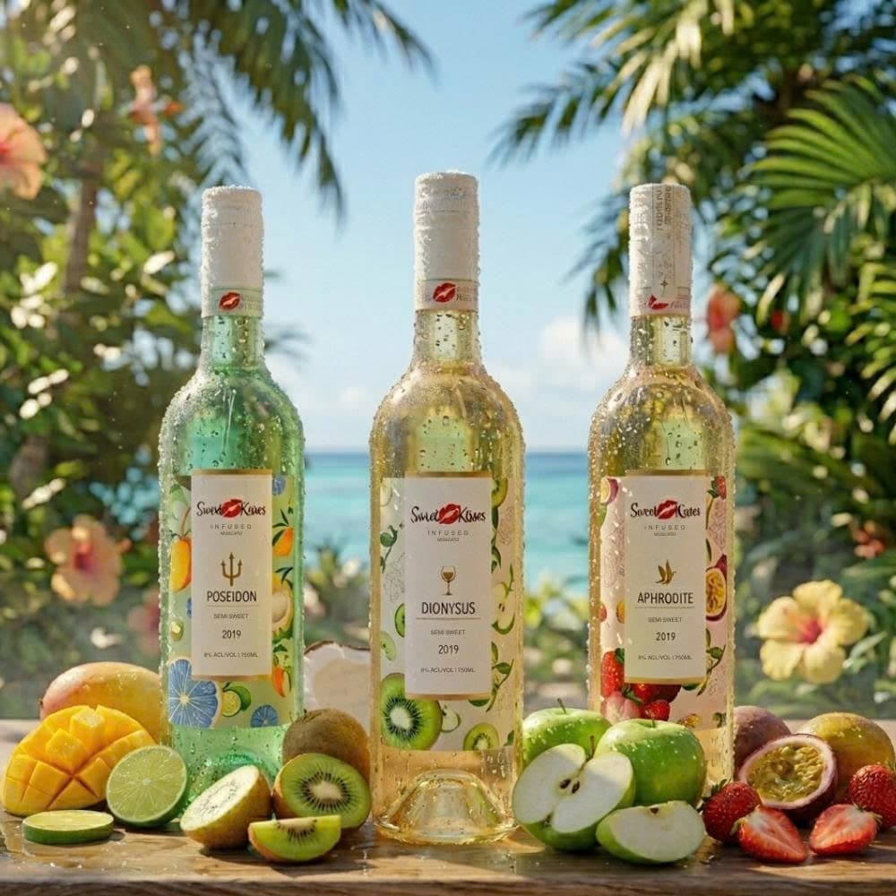 [Chính hãng] - Rượu Vang Cocktail Úc Sweet Kisses Moscato Hương Vị Trái Cây Nhiệt Đới (Poseidon–Dionysus–Aphrodite) - 8%