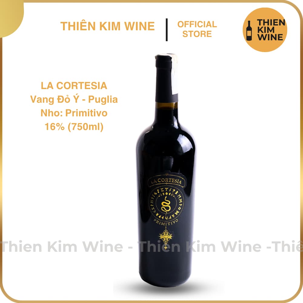 [Chính Hãng] - Rượu Vang Đỏ Ý La Cortesia Wine Primitivo - 750ml (16%)
