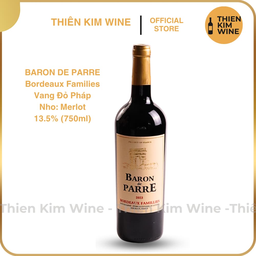 [Chính Hãng] - Rượu Vang Đỏ Pháp Baron Wine Merlot - 750ml (13,5%)