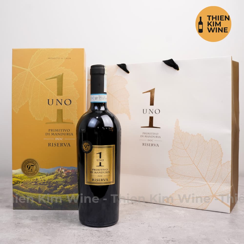 [Chính hãng] - Rượu Vang Đỏ Ý UNO 1 Primitivo Di Manduria “Riserva” Cao cấp 97/100 Point “Hạng D.O.C” Có Hộp 750ml (14%)
