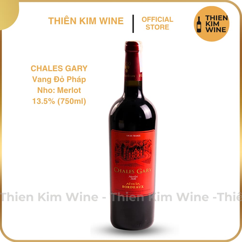 [Chính Hãng] - Rượu Vang Đỏ Pháp Chales Gary Wine Merlot - 750ml (13,5%)