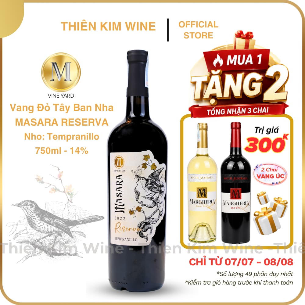 [Chính Hãng] - Rượu Vang Đỏ Tây Ban Nha Masara Reserva Tempranillo - 750ml (14%)