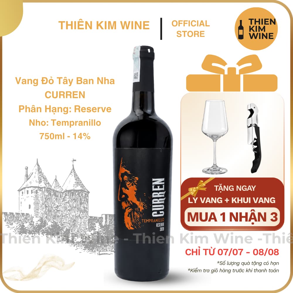 [Chính Hãng] - Rượu Vang Đỏ Tây Ban Nha CURREN Tempranillo - 750 ml (14%)