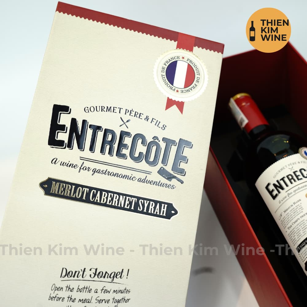 [Chính hãng] - Rượu Vang Đỏ Pháp VDF ENTRECÔTE Merlot Cabernet Syrah “Có Hộp Quà” - 750ml (14%)