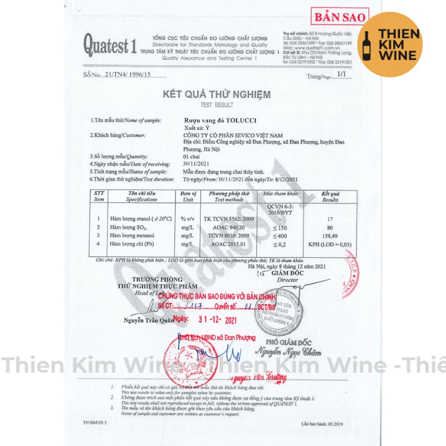 [Chính Hãng] - Rượu Vang Đỏ Ý cao cấp TOLUCCI Primitivo Wine Puglia - 750 ml (17%)