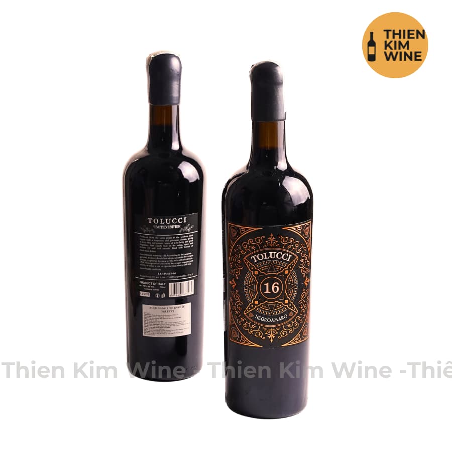 [Chính Hãng] - Rượu Vang Đỏ Ý Tolucci 16 Negroamaro Puglia - 750ml (16%)