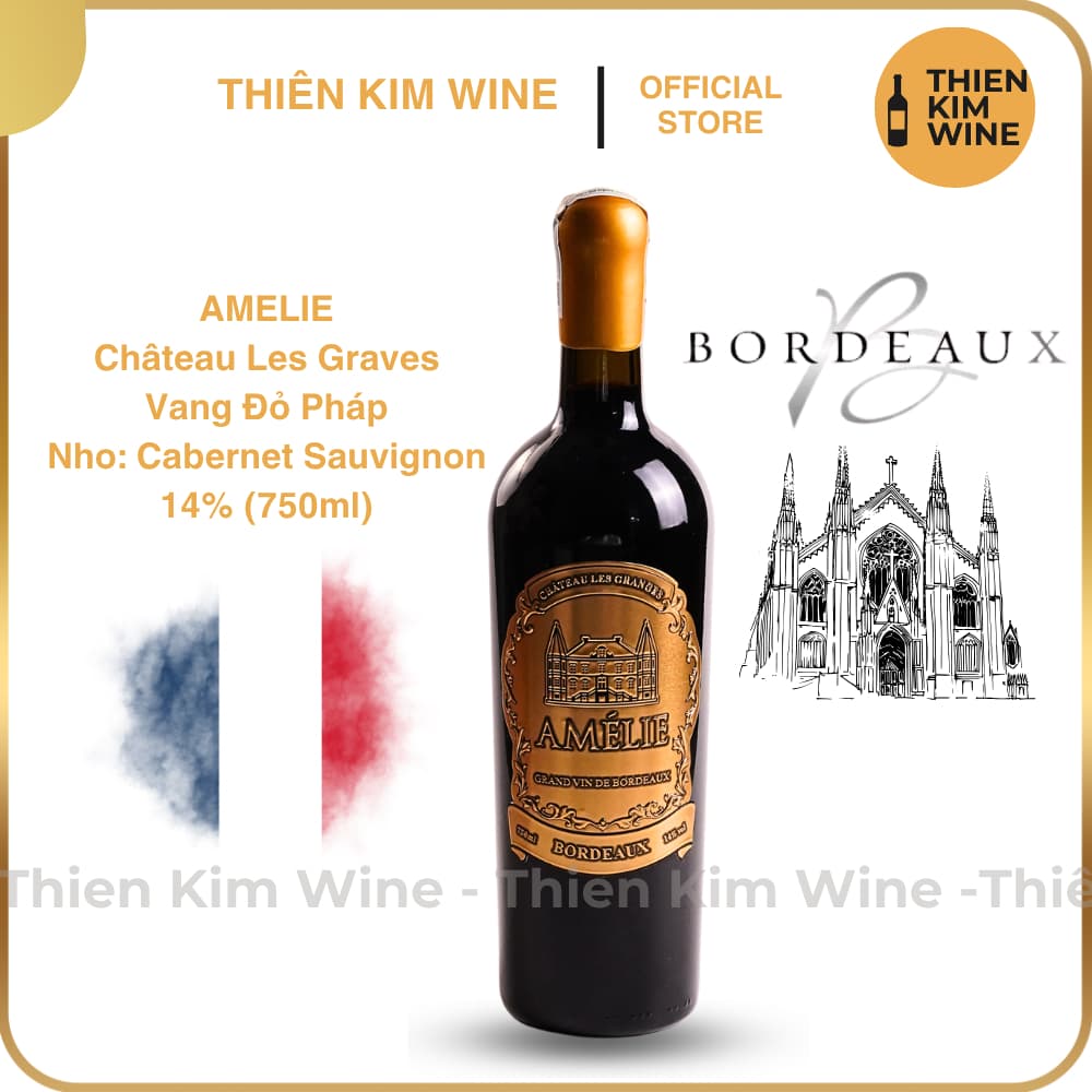 [Chính Hãng] - Rượu Vang Đỏ Pháp Amelie Wine Bordeaux Cabernet Sauvignon - 750ml (14%)