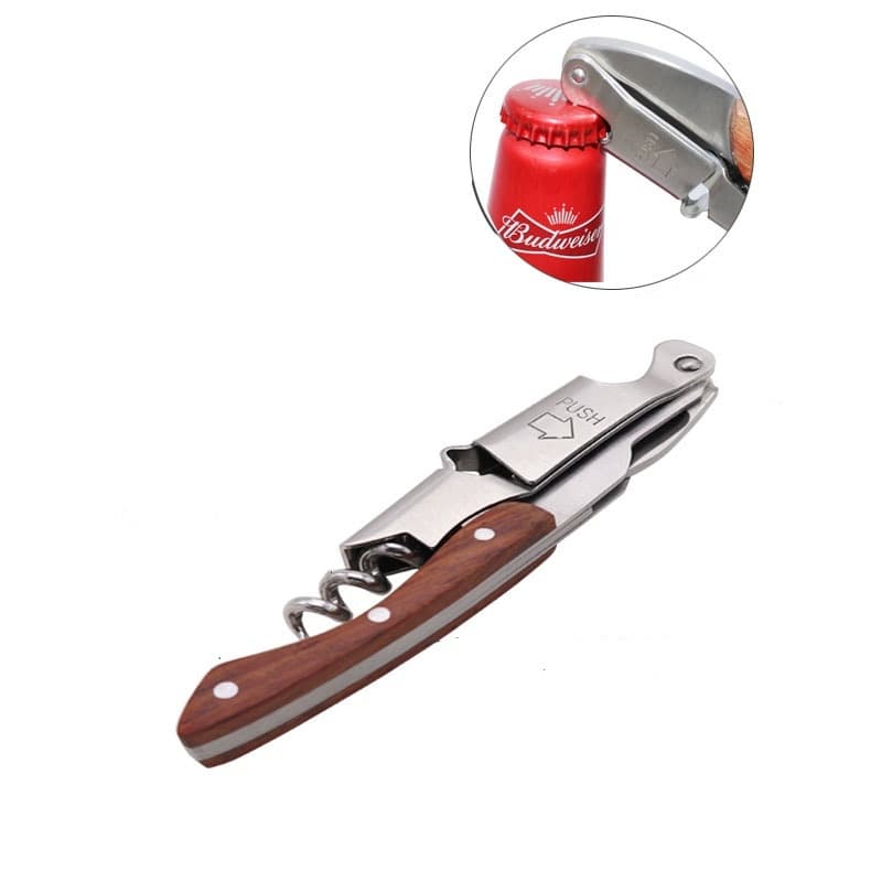 [Chính Hãng] - Khui rượu vang đa năng 3 in 1 cán gỗ loại cao cấp, lõi Inox siêu bền - Thiên Kim Wine