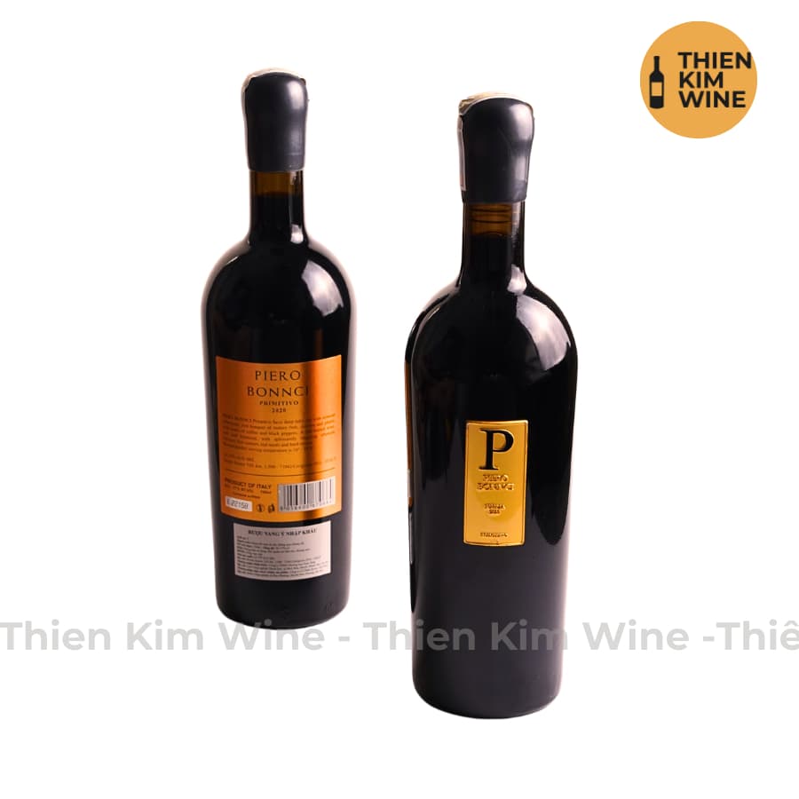 [Chính Hãng] - Rượu Vang Đỏ Ý cao cấp Piero Bonnci (vang chữ P) Primitivo Wine Puglia - 750 ml (17%)