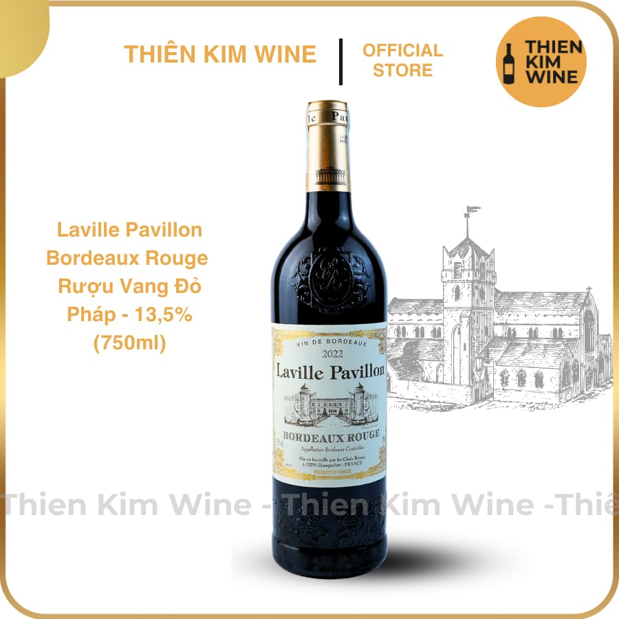 [Chính Hãng] - Rượu Vang Đỏ Pháp Laville Pavillon Bordeaux Rouge Blend - 750ml (13,5%)