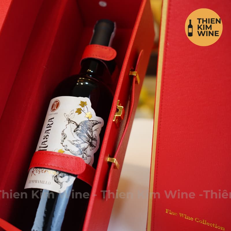 [Chính hãng] - Hộp Quà Tặng VIP 1 Chai Rượu Vang - Hộp Da Đỏ Cao Cấp Có Quai Xách Ngang