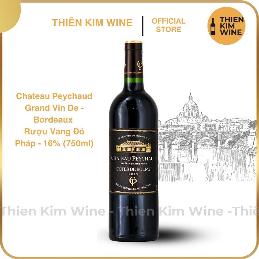 [Chính Hãng] - Rượu Vang Pháp Cao Cấp Chateau Peychaud Grand Vin De Bordeaux Nho Blend - 750ml (16%)
