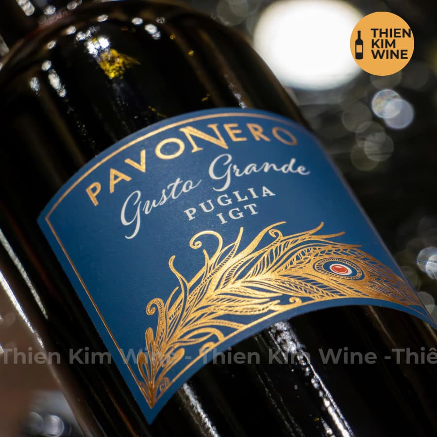 [Chính Hãng] - Rượu vang Ý Cao Cấp PavoNero Gusto Grande Rosso Puglia Phân Hạng IGT - 750ml (14%)