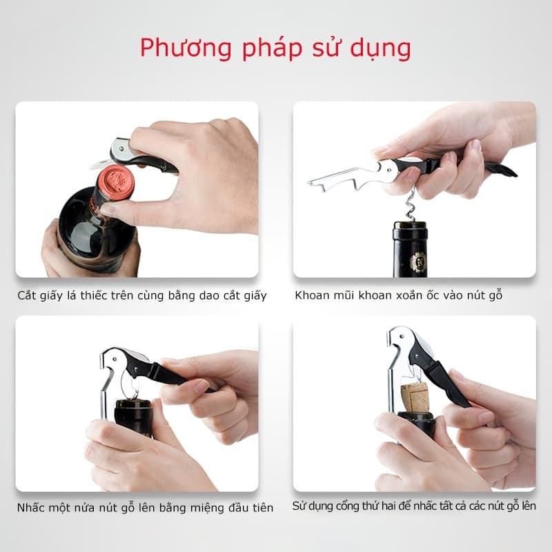 [Chính Hãng] - Dụng cụ Mở Nắp Rượu Vang Wine, Bia 3 In 1 Đa Năng