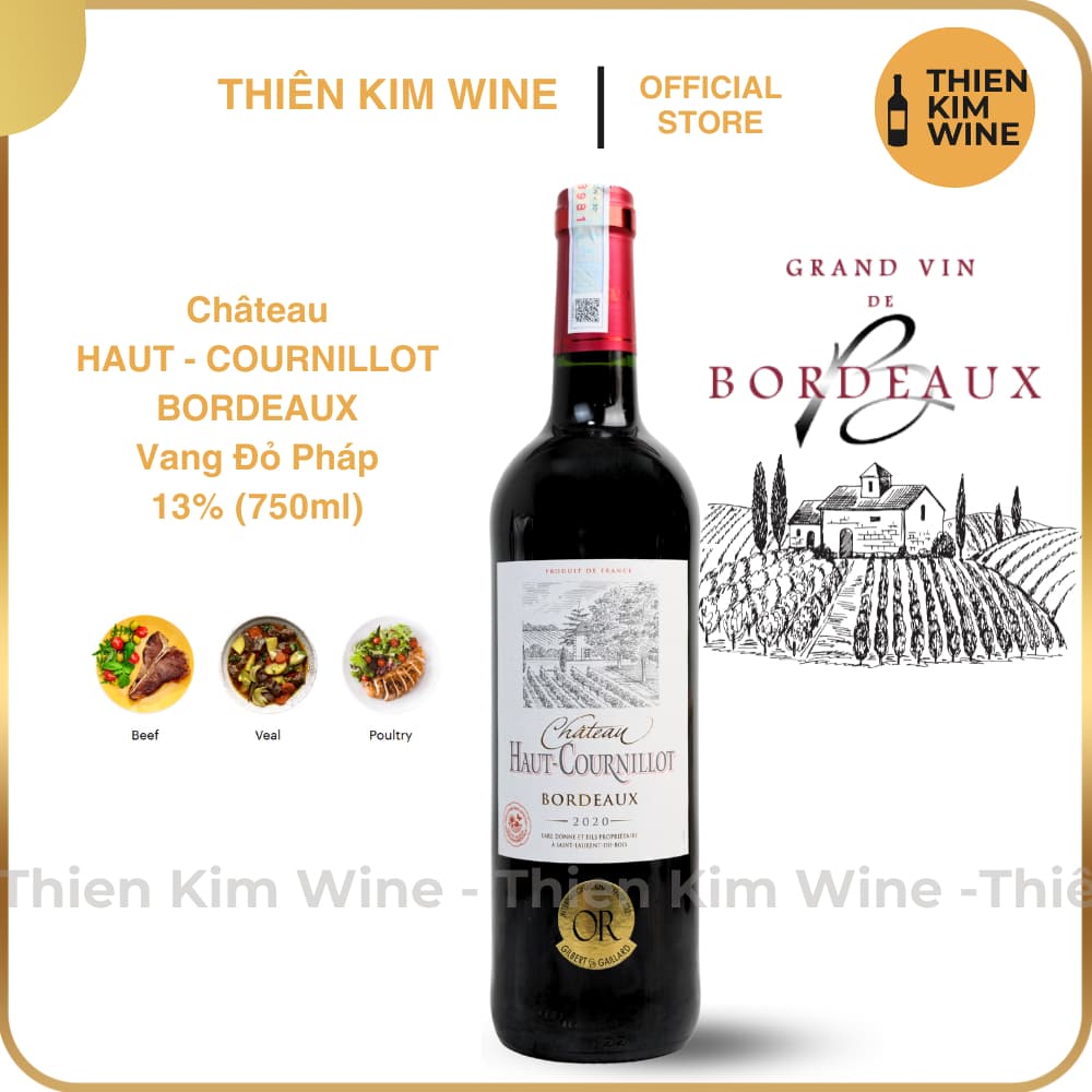 [Chính hãng] - Rượu Vang Đỏ Pháp Château Haut Cournillot Bordeaux AOC "Cabernet + Merlot" - 750ml (13%)