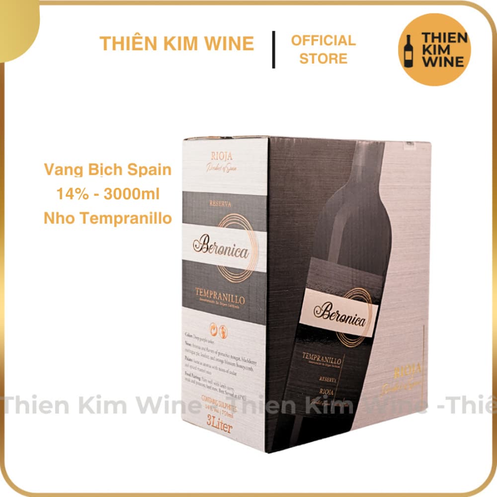 [Chính Hãng] - (Bịch 3 lít) Rượu Vang Đỏ Tây Ban Nha Beronica Tempranillo - 14%
