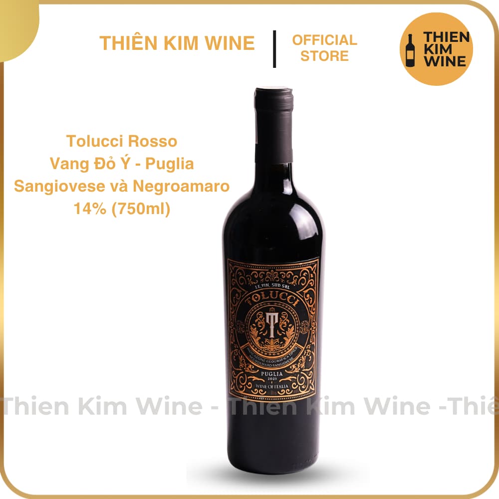 [Chính Hãng] - Rượu Vang Đỏ Ý Tolucci Rosso IGP Puglia - 750ml (14%)