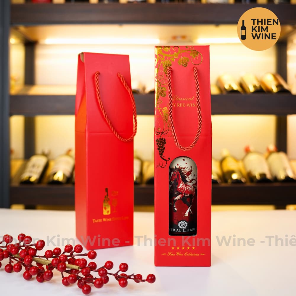 [Chính hãng] - Hộp Giấy Đựng 1 Chai Rượu Vang Làm Quà Biếu Tặng