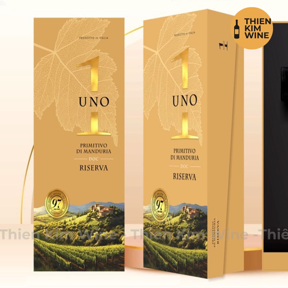 [Chính hãng] - Rượu Vang Đỏ Ý UNO 1 Primitivo Di Manduria “Riserva” Cao cấp 97/100 Point “Hạng D.O.C” Có Hộp 750ml (14%)