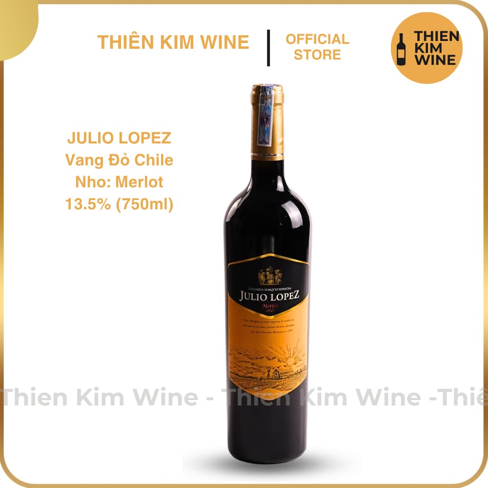 [Chính Hãng] - Rượu Vang Đỏ Chile Julio Lopez Merlot - 750ml (13,5%)