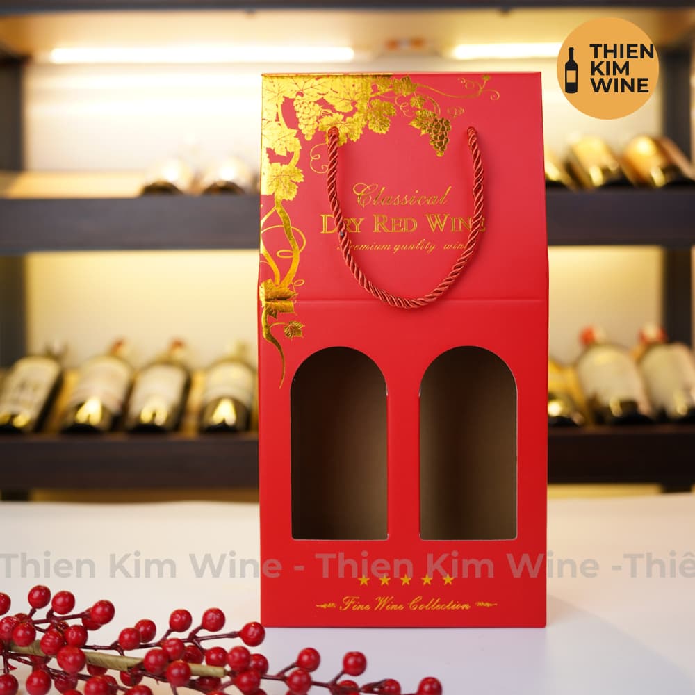 [Chính hãng] - Hộp Giấy Đựng 1 Chai Rượu Vang Làm Quà Biếu Tặng
