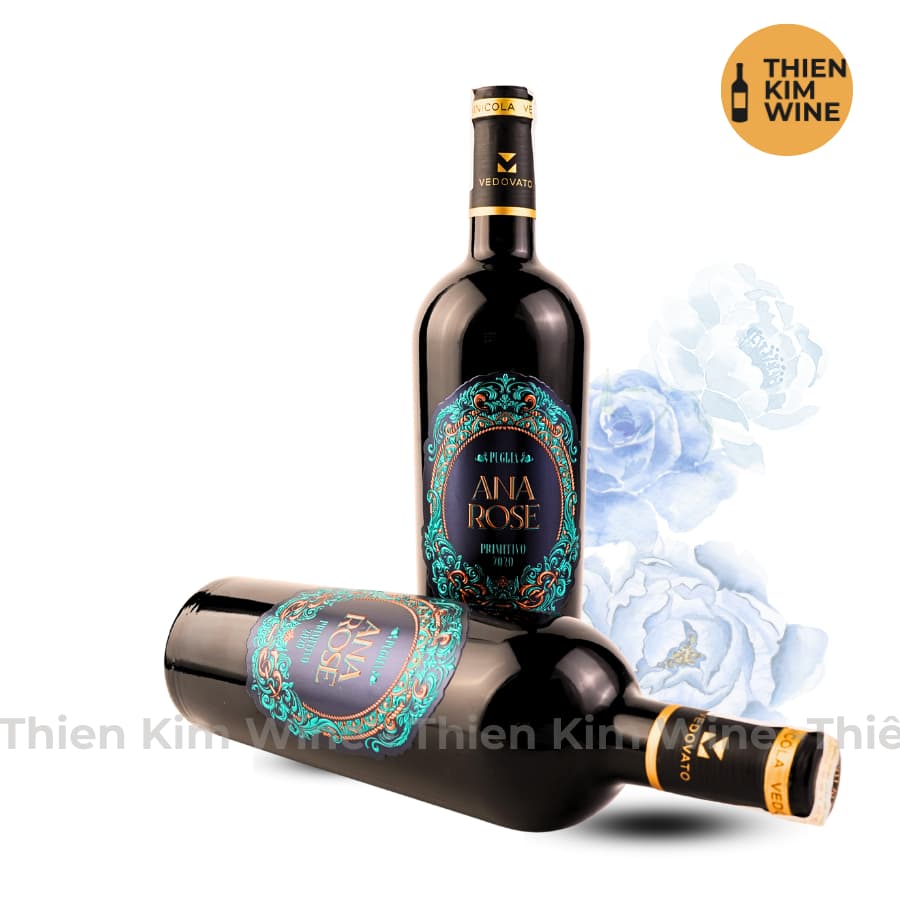 [Chính Hãng] - Rượu Vang Đỏ Ý ANA ROSE Primitivo Puglia - 750ml (16%) Kèm Hộp Quà Tặng VIP