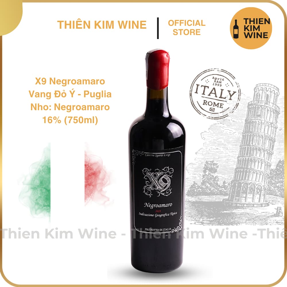 [Chính Hãng] - Rượu Vang Đỏ Ý X9 Negroamaro Wine Puglia - 750ml (16%)